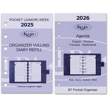 6237-25-26 125 x 80 mm Tasche Agenda Einlage Wöchentlich NL EN 2026